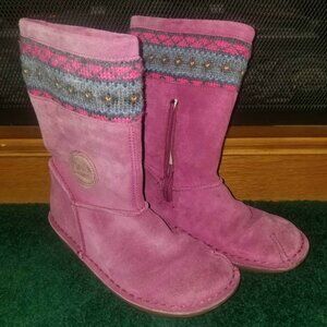 Clarks Suede Boots with Side Zipper Girls Sz 11.5